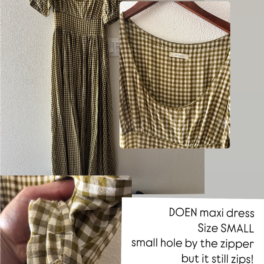 DOEN Olive Checkered Maxi Dress